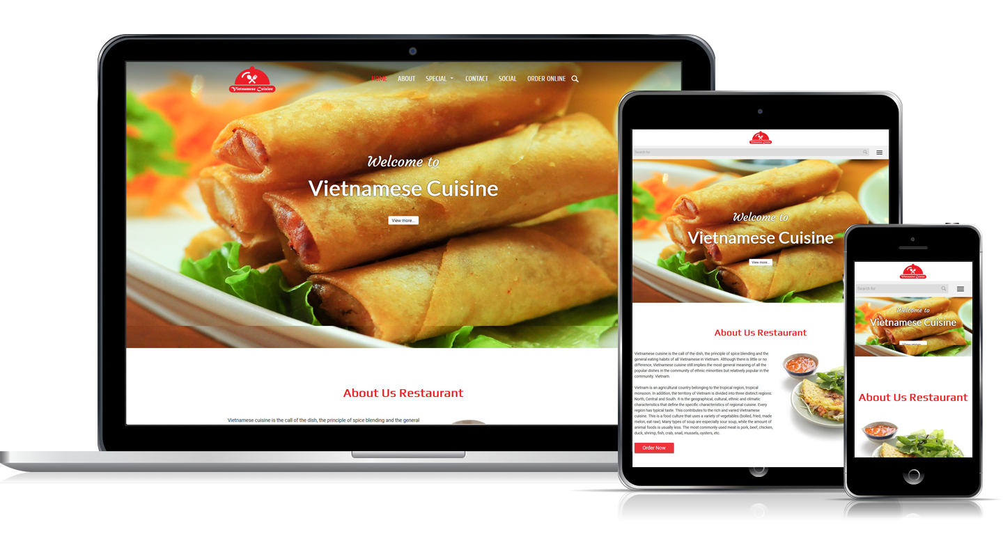 Thiết kế web mẫu Vietnamese Cuisine #00081