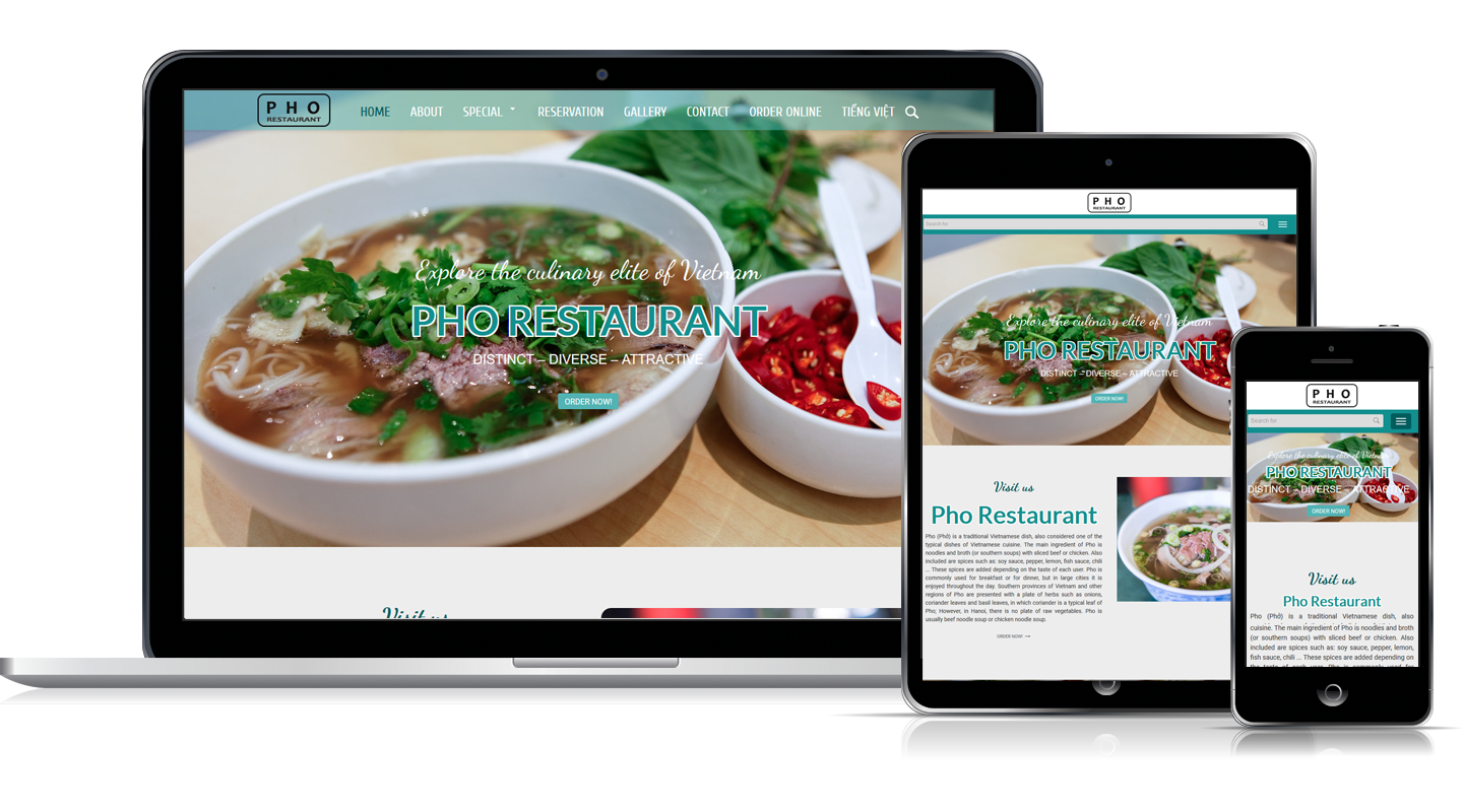 Thiết kế web mẫu Pho Restaurant #00082